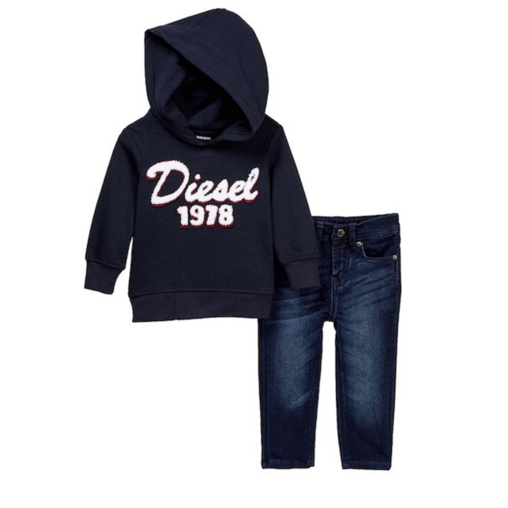 Diesel boy's 2pc. navy logo sweatshirt &  jeans